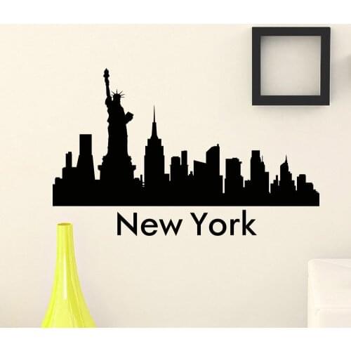Free Shipping the Wall Sticker Vinyl Art Mural New York City Skyline City Silhouette Wall Decals For Home Decoration Y-224