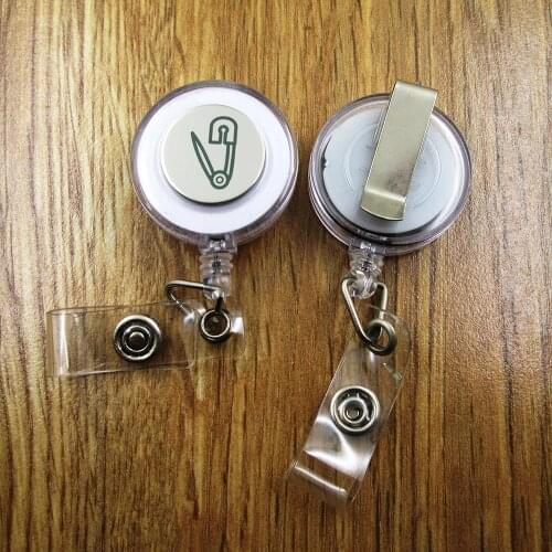 Safety Pin ID Badge Reel gift for him/her friend family retractable recoil id badge holder work fun