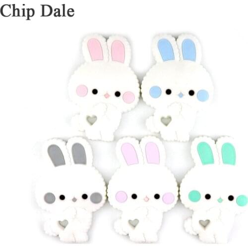 Chip Dale 1pcs Rabbit Silicone Teether Chewable Toy Food Grade Silicone Baby Teething Necklace Toys DIY Infant Molar Gifts