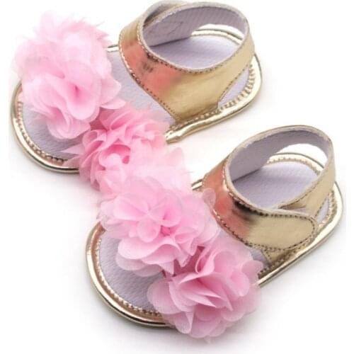 2019 Baby summer sandals colorful flower sweet sandals gold PU baby shoes baby toddler shoes for 0-18M