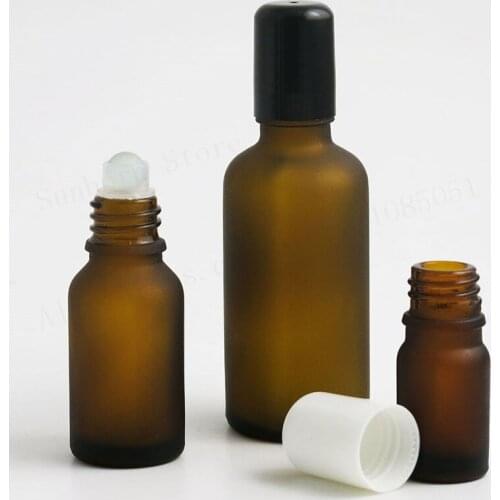 Frost Amber Roll On Roller Bottle for Essential Oils Refillable Perfume Bottle Deodorant Containers 5ml 10ml 15ml 20ml 30ml 50ml