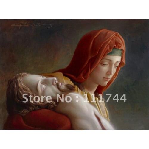 Painting of jesus christ famous Portrait artist The Pieta By Joseph Brickey painting High quality 100%handmade