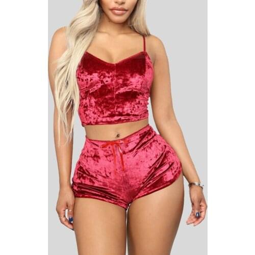 2020 Sexy Two Pieces Sleepwear Bra Sets Velvet Underwear Lingerie Sets Ladies Intimates Tops And Pants Babydoll Sets Clothing