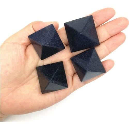 Beautiful 1PC Blue Sandstone Pyramid Stone Tower Crystal Gemstone Point Healing Decor Crafts Natural Quartz Crystals