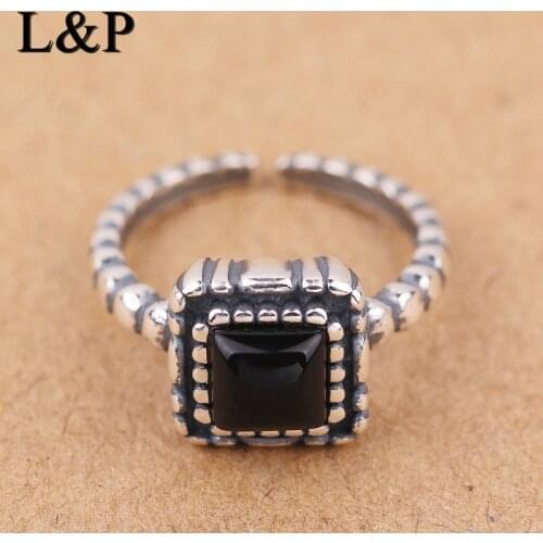 L&P Elegant Fashion Agate Rings 100% 925 Silver Ring For Women Men, Natural Gemstone Fine Jewelry Wholesale For Christmas Gift