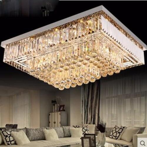 Living Room Lamp Crystal Light Rectangular Ceiling Light LED Continental Atmosphere Hall Lamp Bedroom Lamp Restaurant led lamps