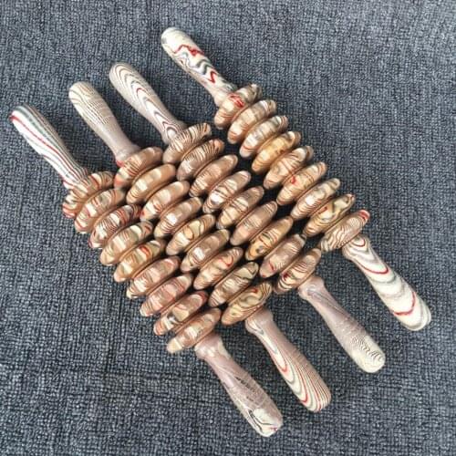 Wood grain nine-wheel massager wooden massage equipment rolling back massage manual full body massager
