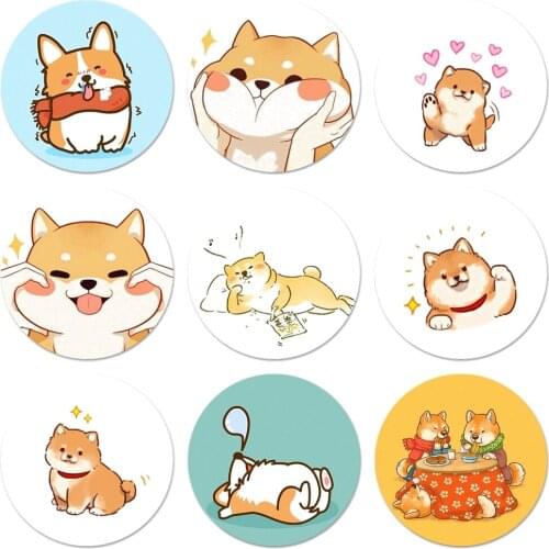 Cartoon Corgi dog Shiba Inu Badge Brooch Pin Accessories For Clothes Backpack Decoration gift 58mm
