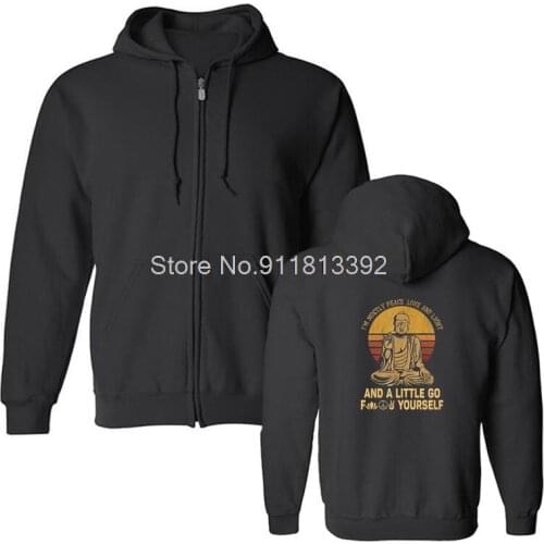 Best I'm Mostly Peace Love Happiness Retro Buddha Namaste Yoga Hoodie Unisex Men Fleece Hooded Hoodies Sweatshirt Streetwear