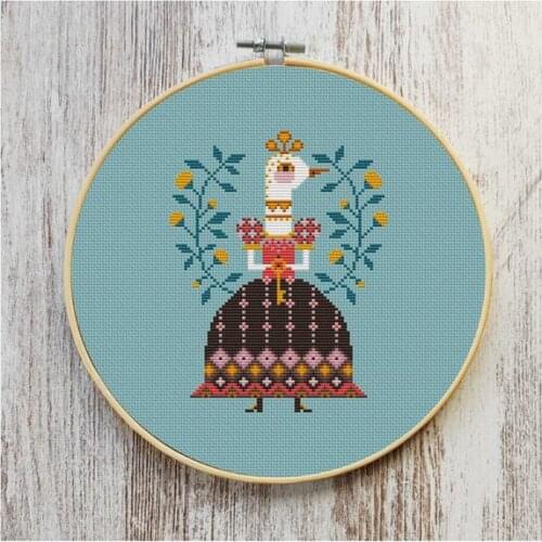 Madame duck 24-28 Cross Stitch Set DIY Kit Embroidery Needlework Craft Packages Cotton Fabric Floss