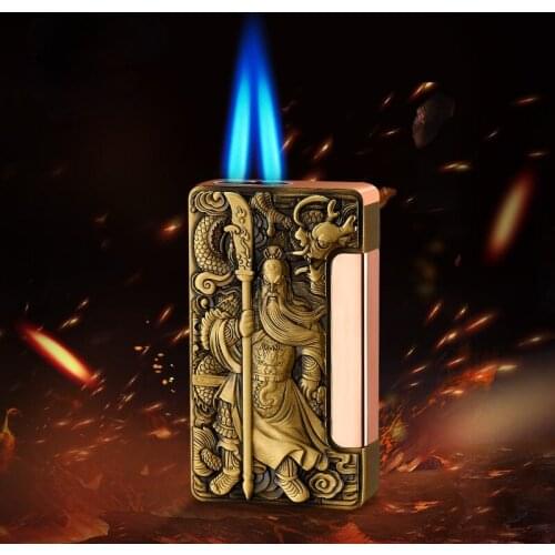 Gather Fire Double Straight Into The Lighter Creative Embossed Boutique Inflatable Windproof Lighter Wholesale Smoke Accessories