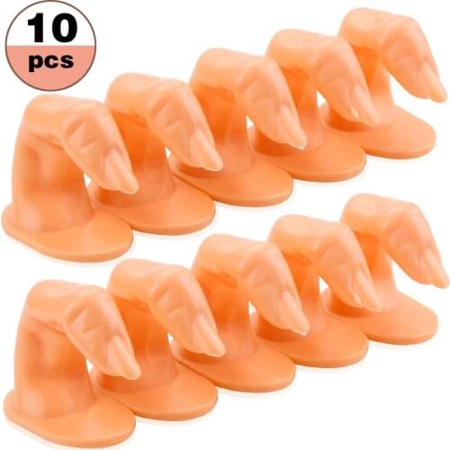 1/5/10Pcs Practice Finger Manicure Practice Hand Acrylic Nail Tips Fake Nails with Design Nail Swatches Plastic Display Tool