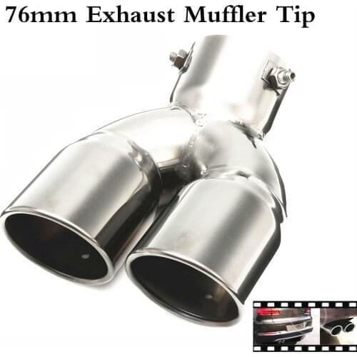 Stainless Dual Chrome Car Exhaust Pipe Muffler Tip Tail 76mm 3" Universal High Quality Gain More Horse Power Noticeable Tone