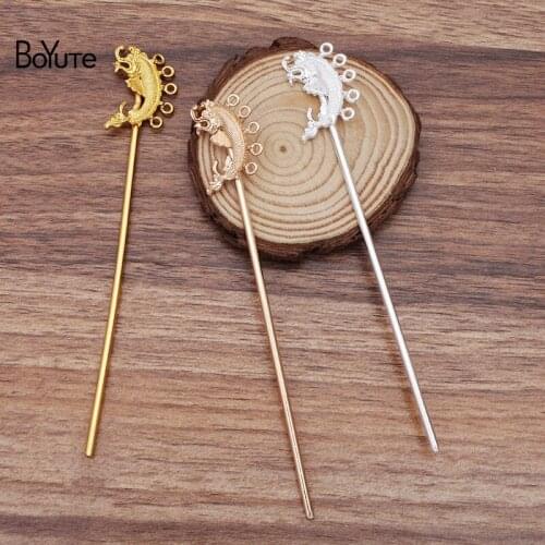 BoYuTe Wholesale (10 Pieces/Lot) Metal Alloy 20*28MM Fish Hair Stick Diy Jewelry Materials Vintage Hair Accessories
