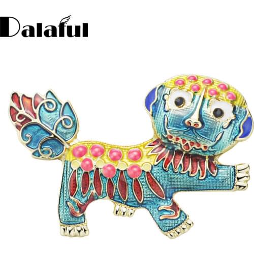 Lovely Enamel Lion Auspicious Brooches Lapel Hijab Pins For Women Brooch Personality Jewelry Accessories Gifts Z040