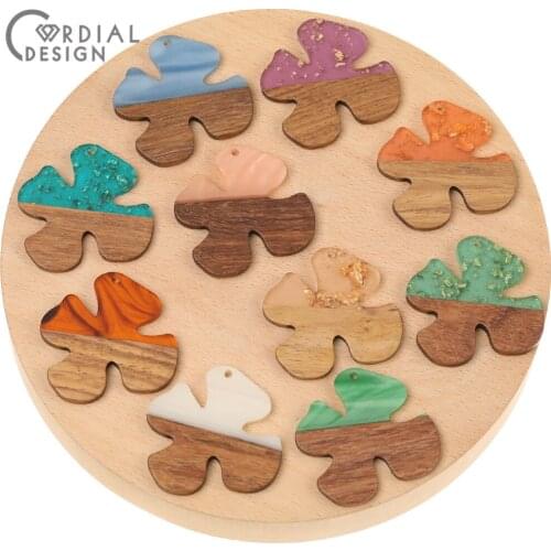 Cordial Design 50Pcs 39*39MM Earrings Accessories/Pendants/Flower Shape/Natural Wood & Resin/DIY/Jewelry Findings & Components