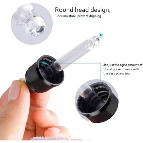 18mm Black dropper cap for 10ml 15ml 30ml 50ml 100ml glass dropper bottles for essential oil euro round glass essence bottles