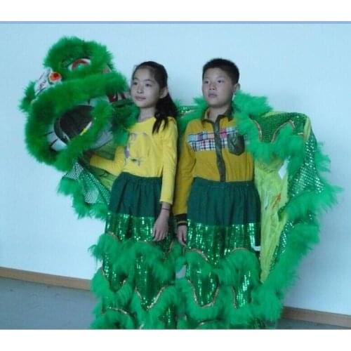 Green Lion Dance Costume 2 Player 8-12 Age Children Play Party Performance Sport Outdoor Parade Folk Parad Stage Mascot China