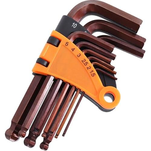 Allen Wrench 9pcs Universal Wrench Key L Type Inner Hexagon Spanner Set Flat Ball Metric Combination Multitool Hand Tools
