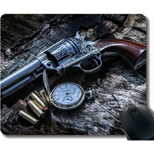 Your own Customized Mousepad,Pocket Watch revolver pistol still life Rubber Base Mouse Pads