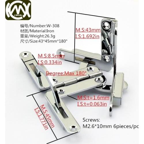 2PCS 43*45mm180deg High-grade woodenbox hardware accessories #Jewelrybox hinge #Collectionbox #winecase mute hinges Freeshipping