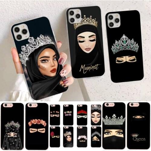 YNDFCNB Muslim Islamic Arabic Gril Eyes Koran Phone Case for iPhone 11 12 pro XS MAX 8 7 6 6S Plus X 5S SE 2020 XR case