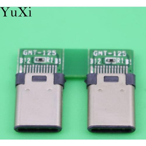YuXi USB 3.1 Type C Connector 24 Pins Male Female Socket receptacle adapter to solder wire & cable 24P PCB Board support Module