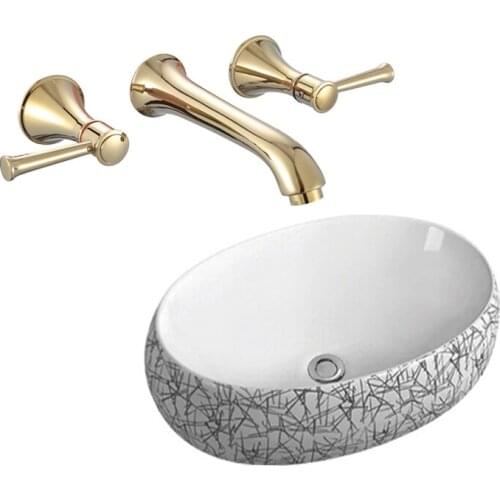 Golden full copper dark pack dark pack box into wall bathroom bathroom basin face basin cold hot water dragon