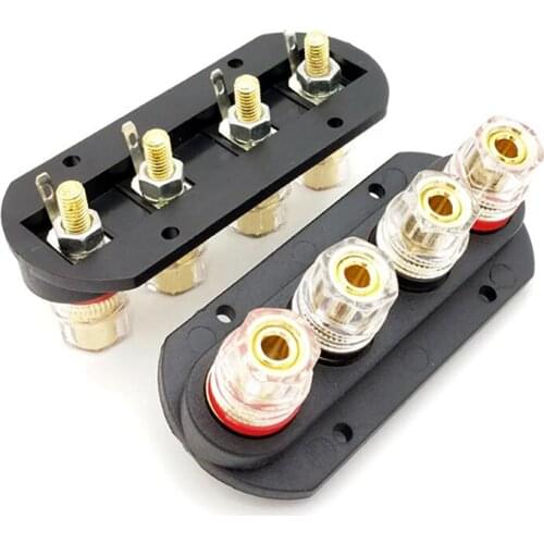 4-Mount Gold-plated Copper Terminal Binding Post Connector Plug Part for Speaker Amplifier Accessories