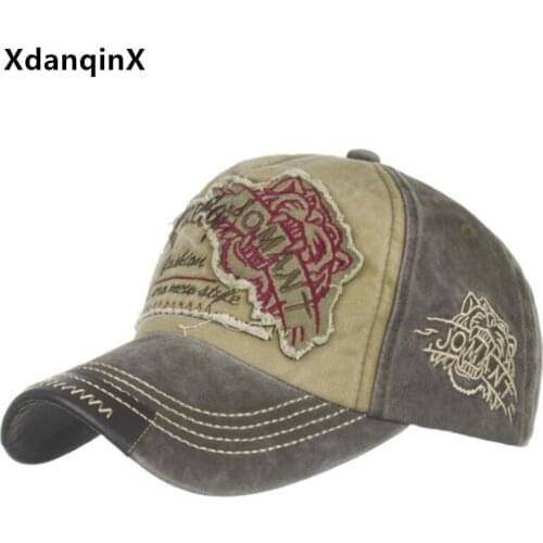 XdanqinX Adjustable Size Mens Washed Cotton Patch Baseball Caps Snapback Cap Bone Womens Ponytail Distressed Retro Sports Cap