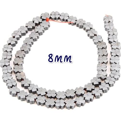 Natural Hematite Four Leaf Flower Loose Beads 8mm Black Flower Shaped Magnet Making Jewelry DIY Bracelet Necklace Accessories