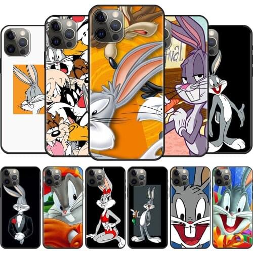 Funny Cartoon Crazy Rabbit Phone Case For iPhone 13 12 11 Pro XR Max XR X 8 7 6s 6 Plus SE2020 Cover Black Shell TPU Funda