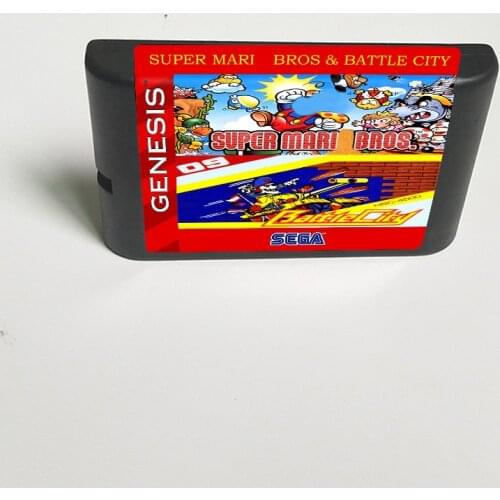 Super Maried Bros & Battle City - 16 Bit MD Game Card for Sega Megadrive Genesis Video Game Console Cartridge