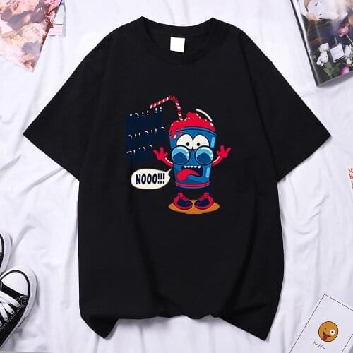 Milk Shake Time Cute Cartoon Printed Woman T Shirts Harajuku Comfort Street T-Shirt Hip Hop T Shirt 2021 New Women Tee Shirt