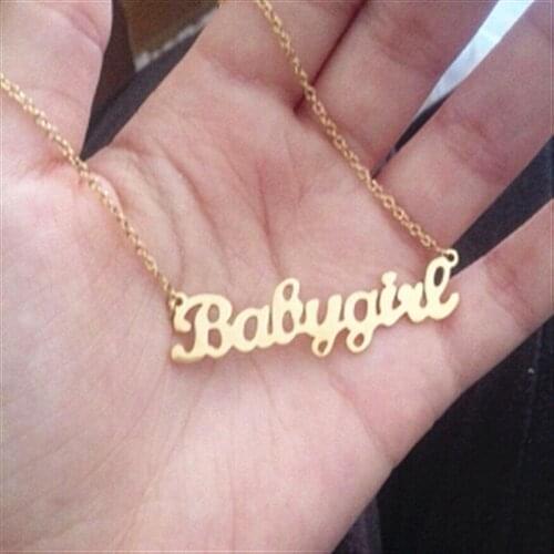 Fashion Jewelry Gold Babygirl Letter Necklace Stainless Steel Name Pendants Lovely Gift for the Mom