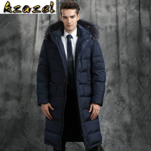 Azazel Mens Winter Down Jacket Long 90% White Goose Down Jacket Men Clothes 2020 Raccoon Fur Collar Down Coats JH1539 KJ3098