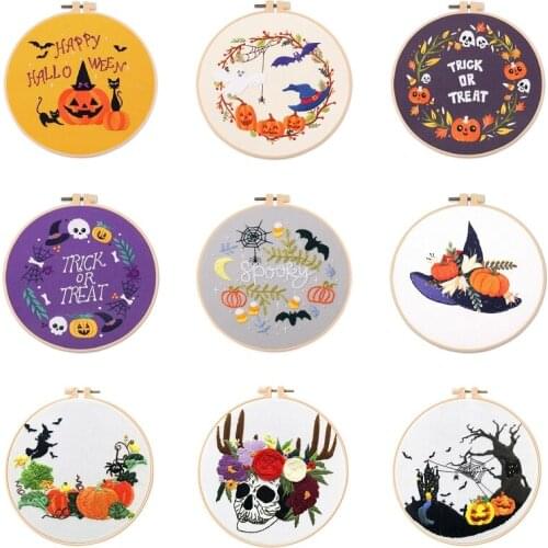 Full Range Embroidery Starter Kit, Halloween Embroidery Kits for Beginners, English Instructions