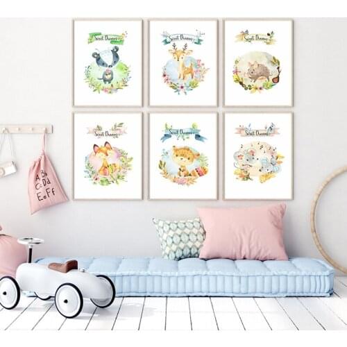 Cartoon Animal Wall Picture for Living Room Wall Art Canvas Painting Sweet Dreams Children Room Decoration Posters and Prints