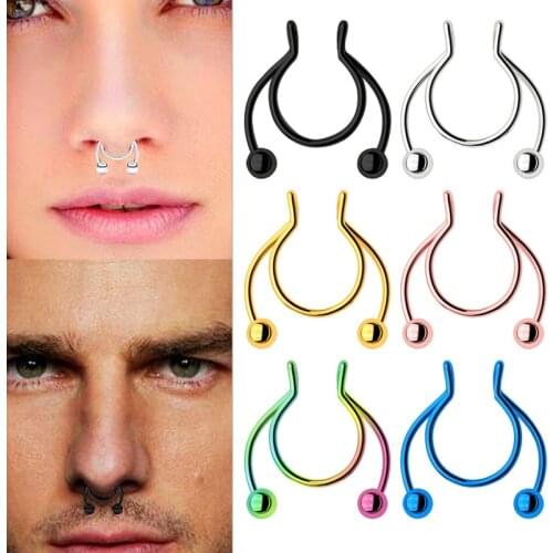 Stainless Steel Nostril Nose Ring Lip Rings Earrings Sircular Piercing Ball Horseshoe Hoop Ring Body Jewelry