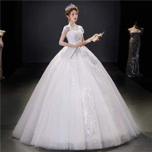 New Fashion Tassel Beading O Neck Wedding Dress Short Sleeve Muslim Bridal Gown Vestido De Noiva Custom Plus Size Real Photo