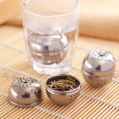 New Stainless Steel Ball Tea Infuser Mesh Filter Strainer w/hook Loose Tea Leaf Spice Ball with Rope chain Home Kitchen Tools