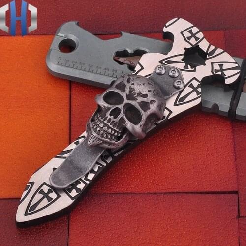 Titanium Steel Fire Screwdriver Opener With EDC Outdoor Gadgets Skull Shield Key Chain Mens Gift Tools
