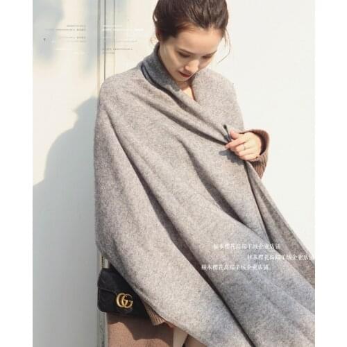 Practical classic solid color knitted 100% cashmere scarf Men Women warm autumn winter cashmere scarf shawl unisex