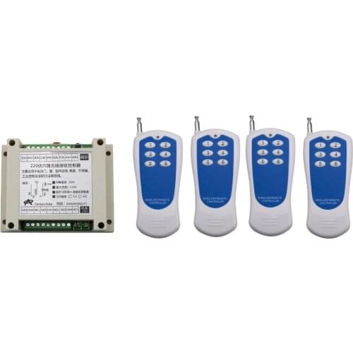 Long Distance 110V 220V 6CH Wireless Remote Control Switch 220V Relay Output Radio RF 30-300M 4pcs Transmitter Receiver