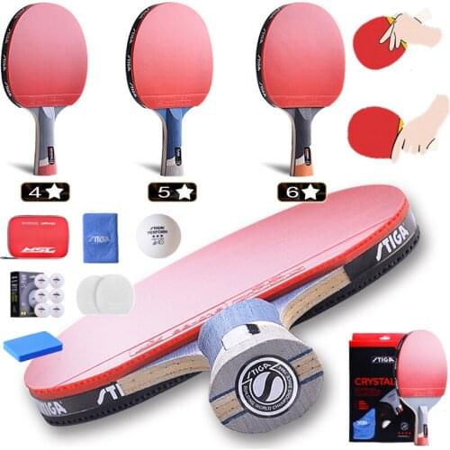 6/5/4 Star Table Tennis Racket Professional Carbon Offensive Light Weight Ping Pong Paddle Glued With Pimples In Rubber