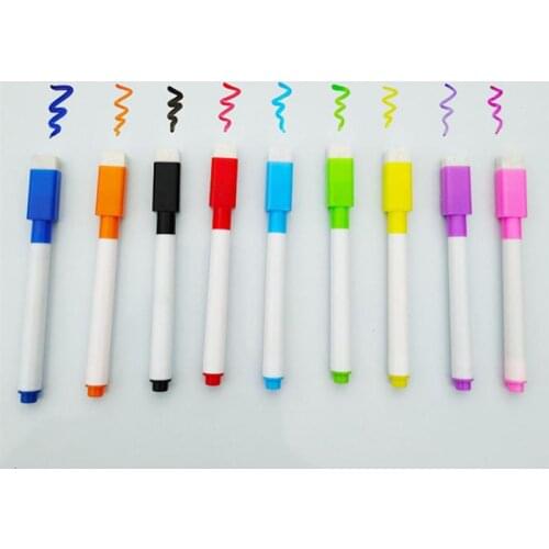90Pcs Colorful black School classroom Whiteboard Pen Dry White Board Markers Built In Eraser Student childrens drawing pen