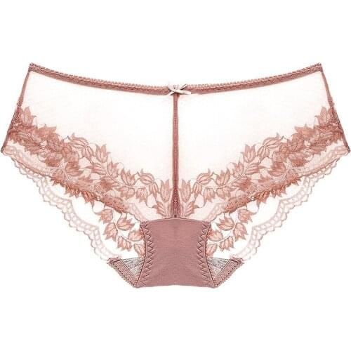 Sexy Delicate Lace Seamless Women Underwear Breathable Hollow Transparent Female Panties Thin Mesh Soft Middle Waist Breifs