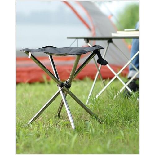 Outdoor retractable folding stool portable stainless steel fishing stool camping chair bench traveling horse