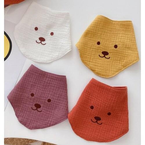 1-2Pcs Baby Feeding Drool Bib Solid Color Snap Button Saliva Towel Soft Cotton Triangle Scarf Burp Cloth for Newborn Toddler