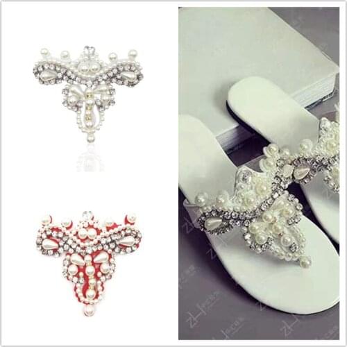 2pcs/1set Beautiful Flower DIY Manual Handmade Luxury Pearl Rhinestone DIY Shoe Decoration Wedding Party High Heels Shoes